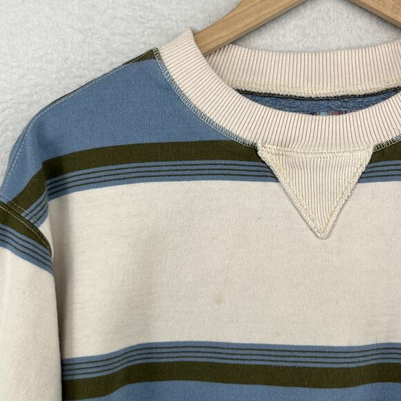 URBAN OUTFITTERS Sweatshirt Mens M Skate Striped Fleece Jumper Cotton Blend Blue - Picture 6 of 14
